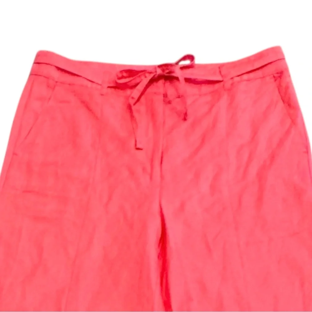 NWOT LOFT Size 12 Coral Linen-Viscose Blend Straight Pants Pockets - Picture 3 of 9